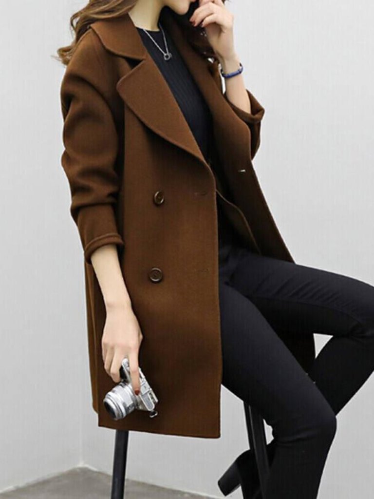 Women's Oversized Longline Wool Coat - Brown