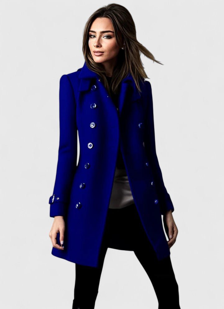 Women's Slim Belted Wool Coat - Blue
