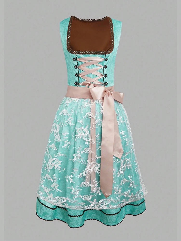 Women's Floral Lace Dirndl Dress
