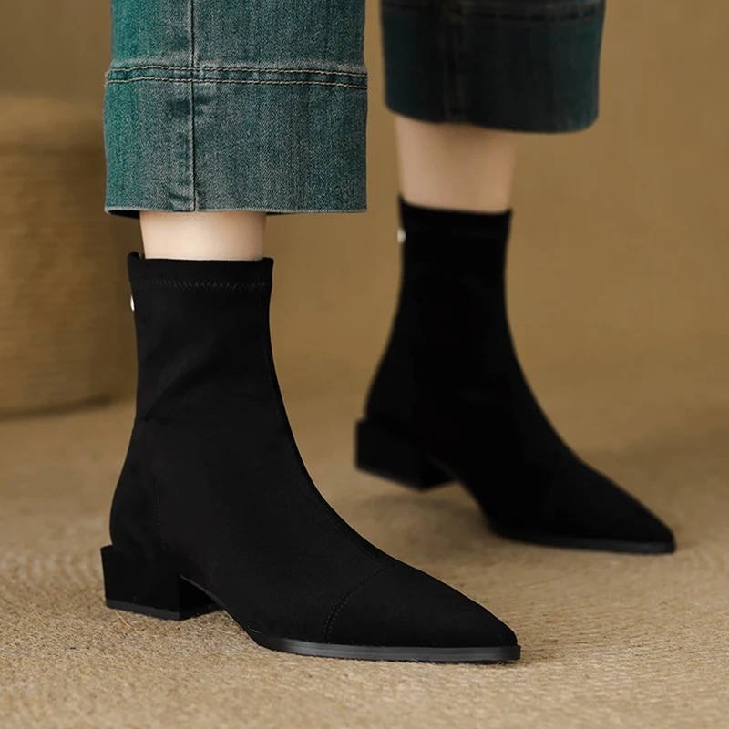 Women's Suede Pointed-Toe Ankle Boots