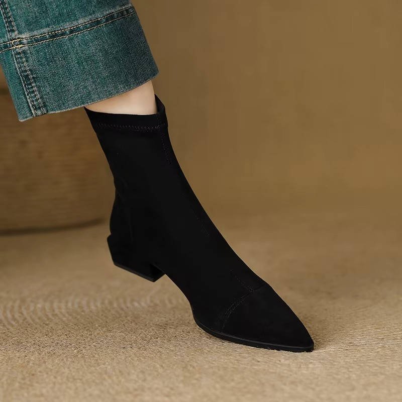 Women's Suede Pointed-Toe Ankle Boots