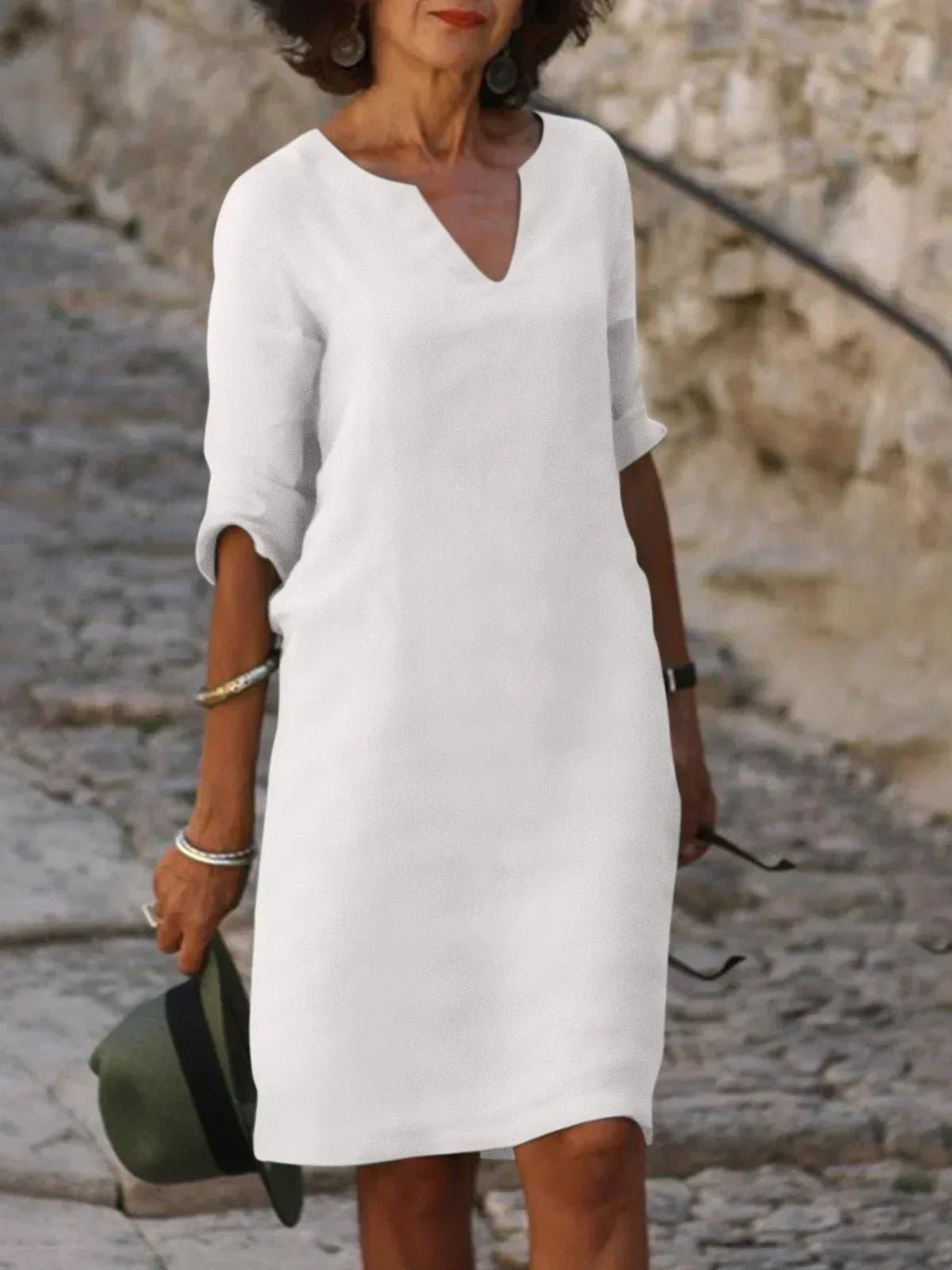 Women's Black Shift Dress - White