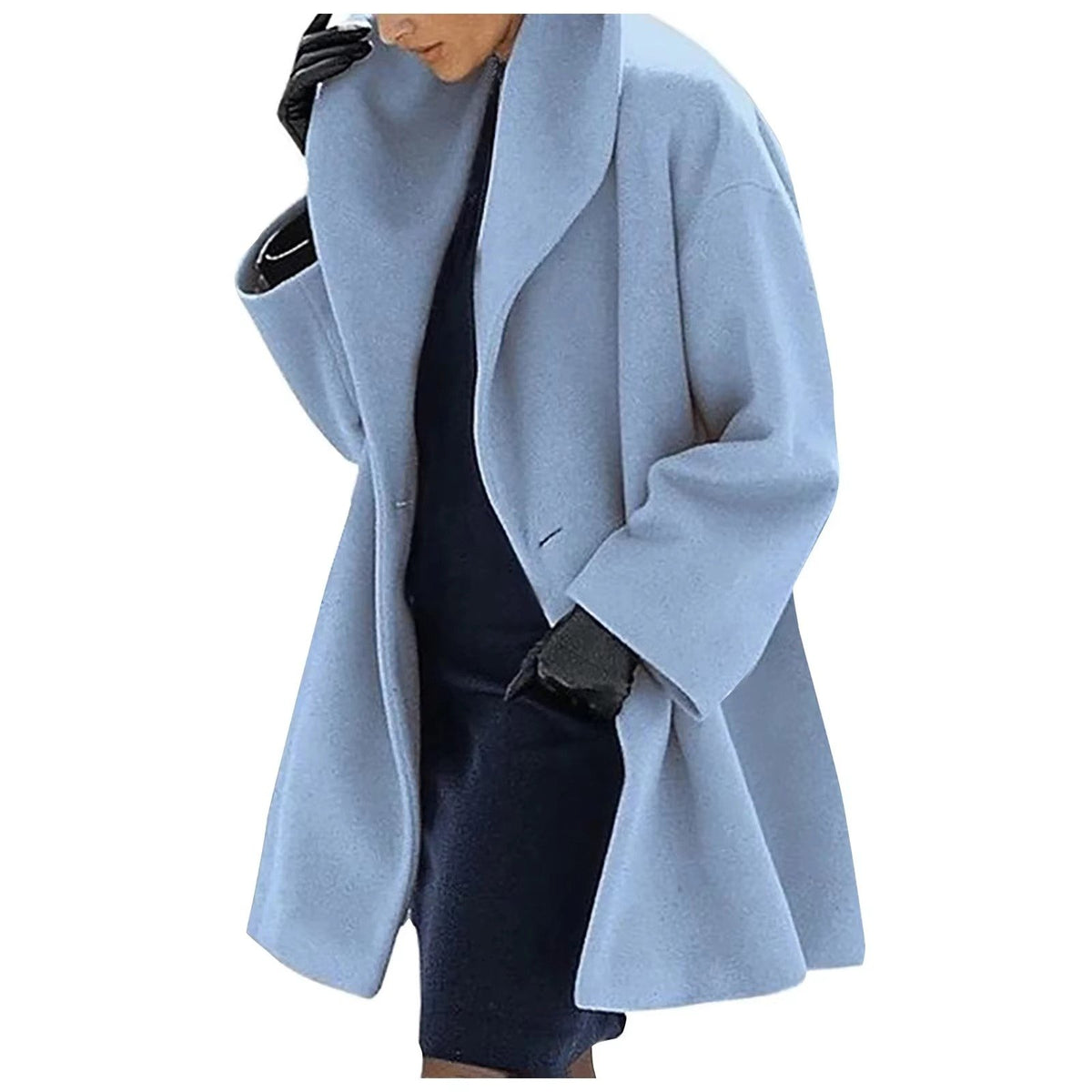 Women's Oversized Midi Wool Coat - Sky Blue