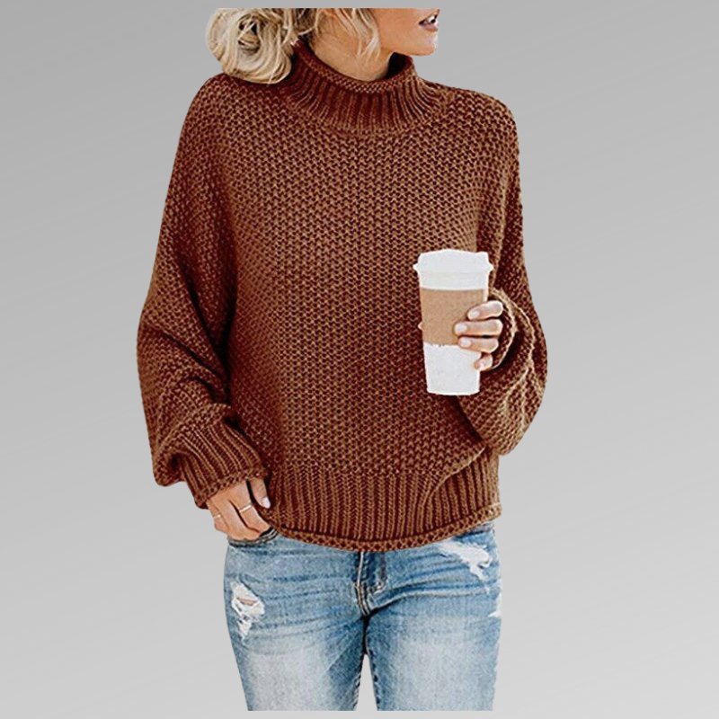 Women's Oversized Wool Roll Neck Jumper - White