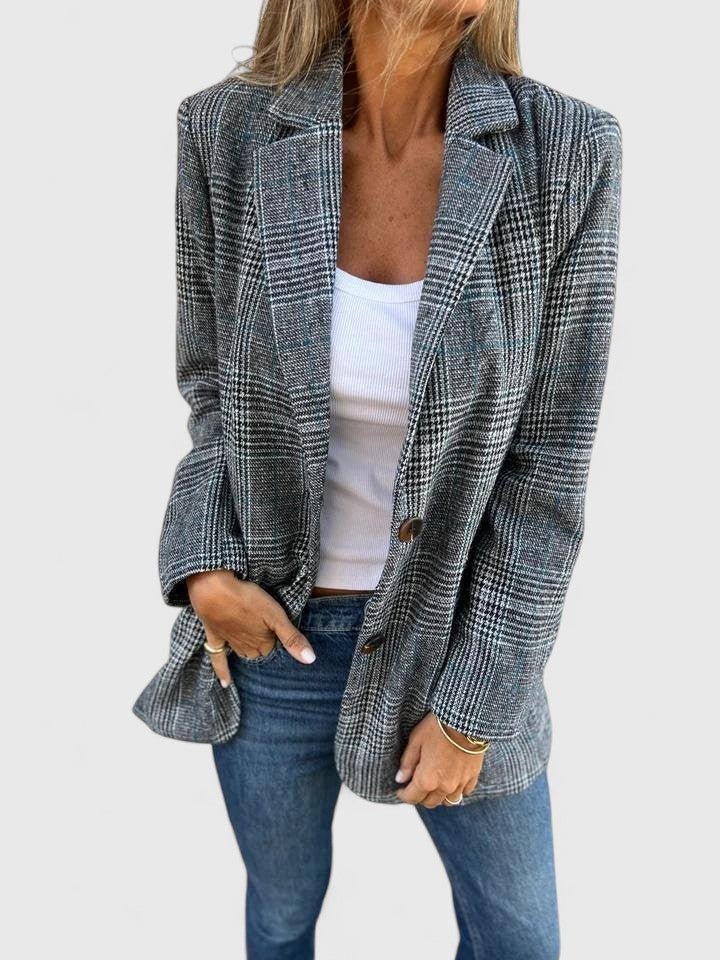 Women's Oversized Plaid Wool Blazer