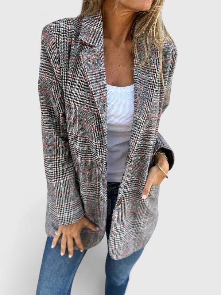 Women's Oversized Plaid Wool Blazer
