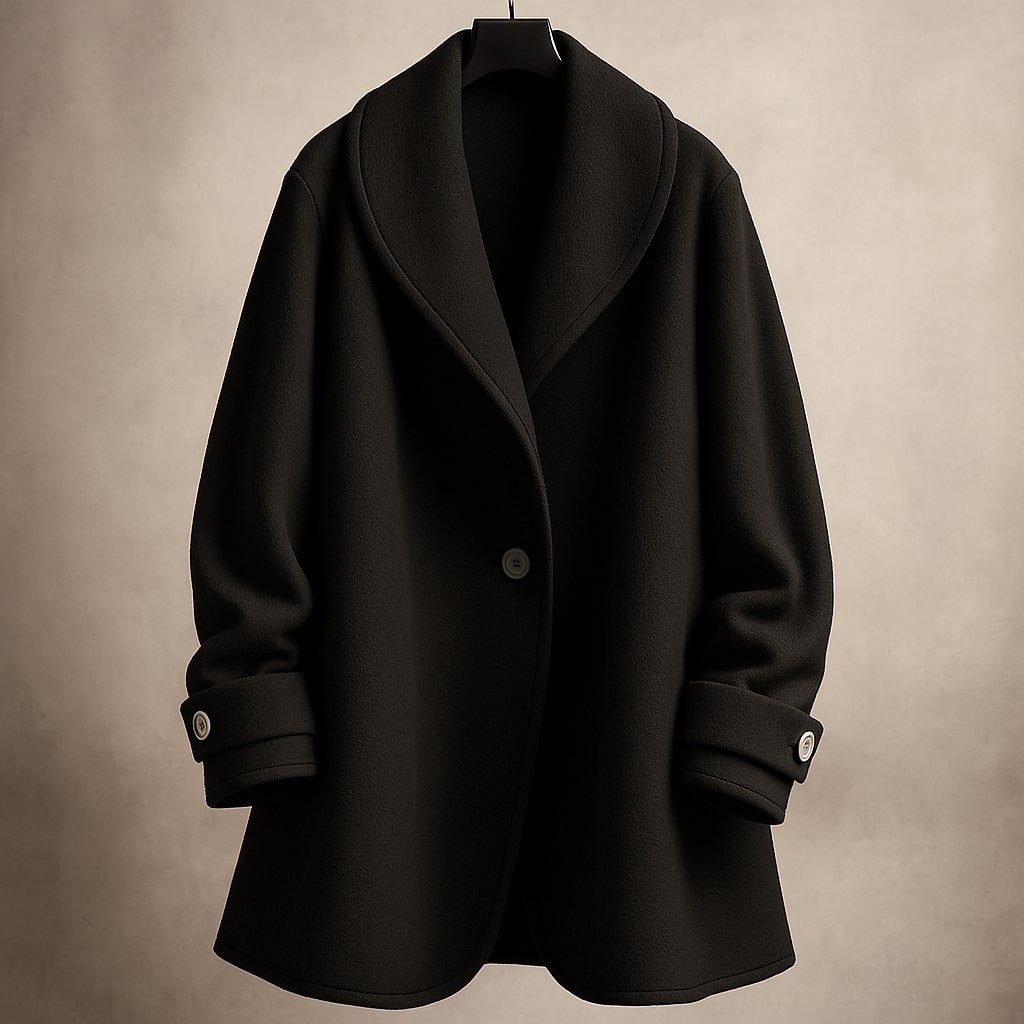 Women's Wool Shawl-Collar Coat - Black