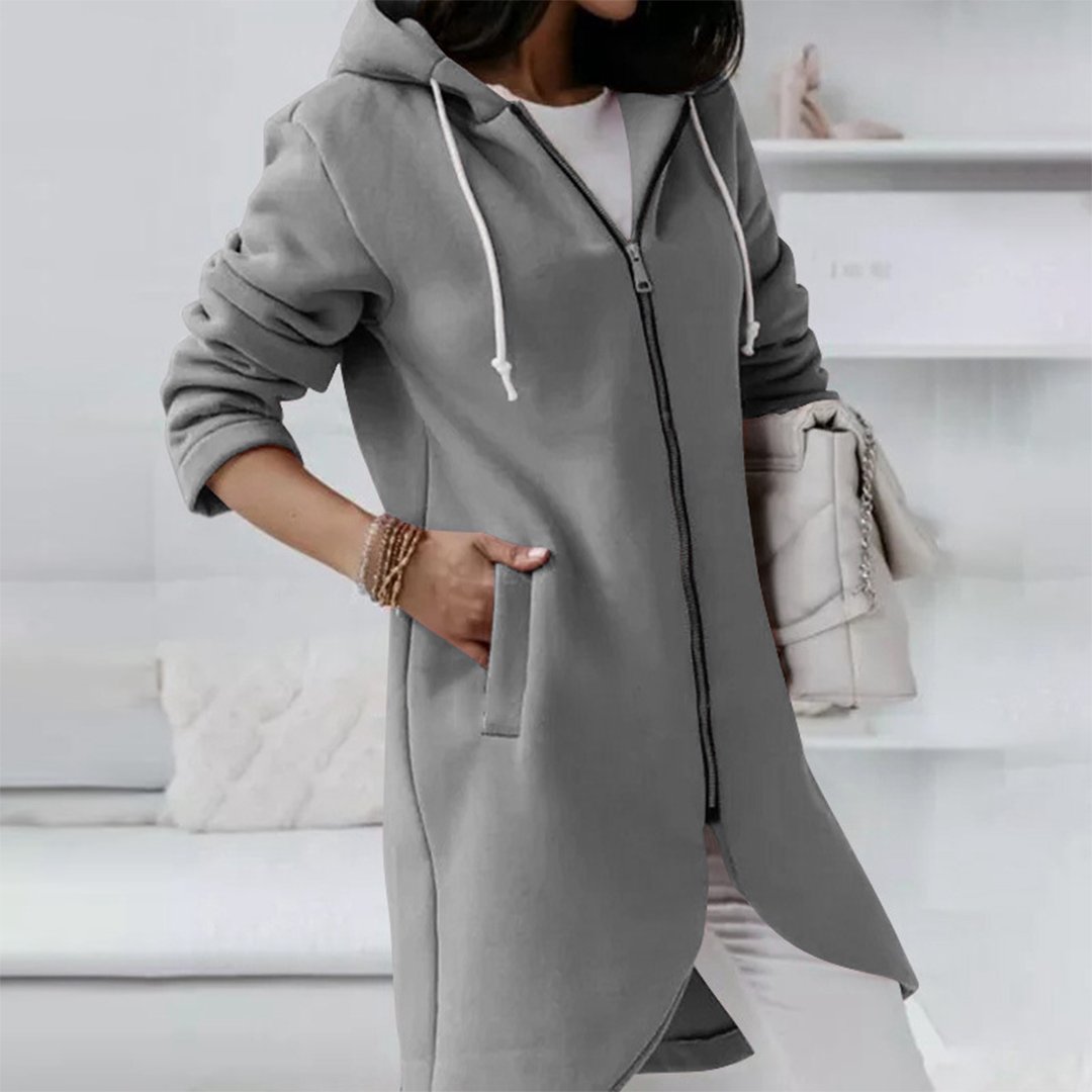 Women's Longline Hooded Coat - Gray