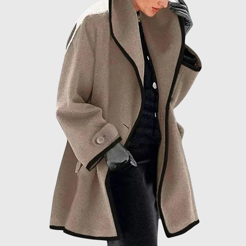 Women's Oversized Wool Coat - Brown