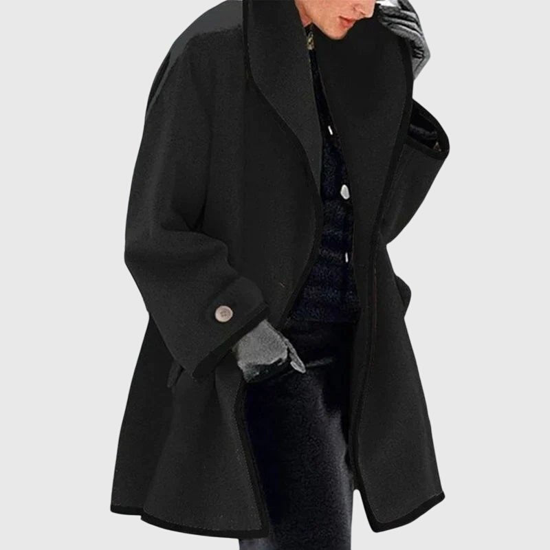 Women's Oversized Wool Coat - Black