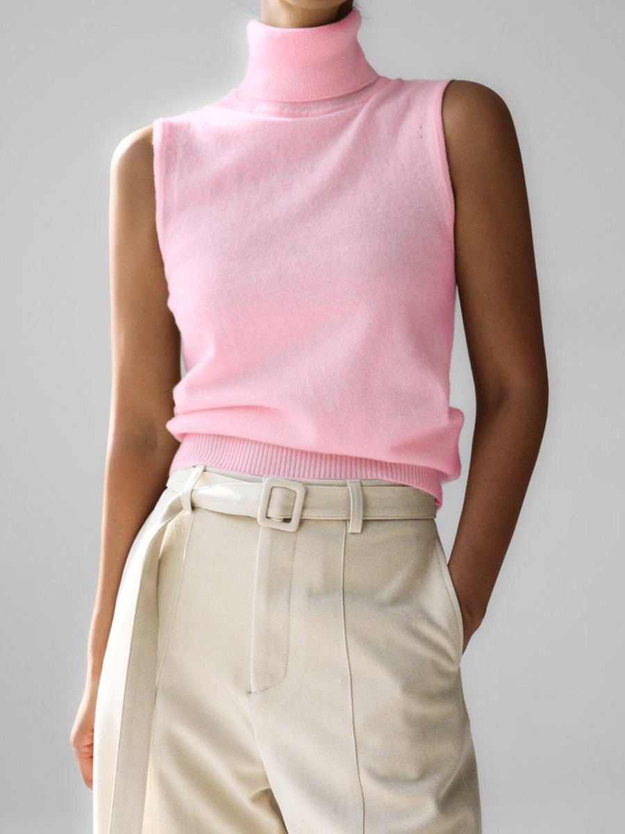 Women's Sleeveless Wool Roll Neck