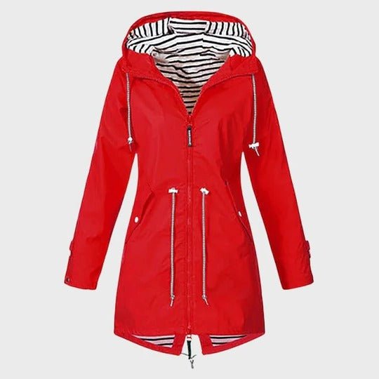 Women's Rain Waterproof Hooded Jacket - Red