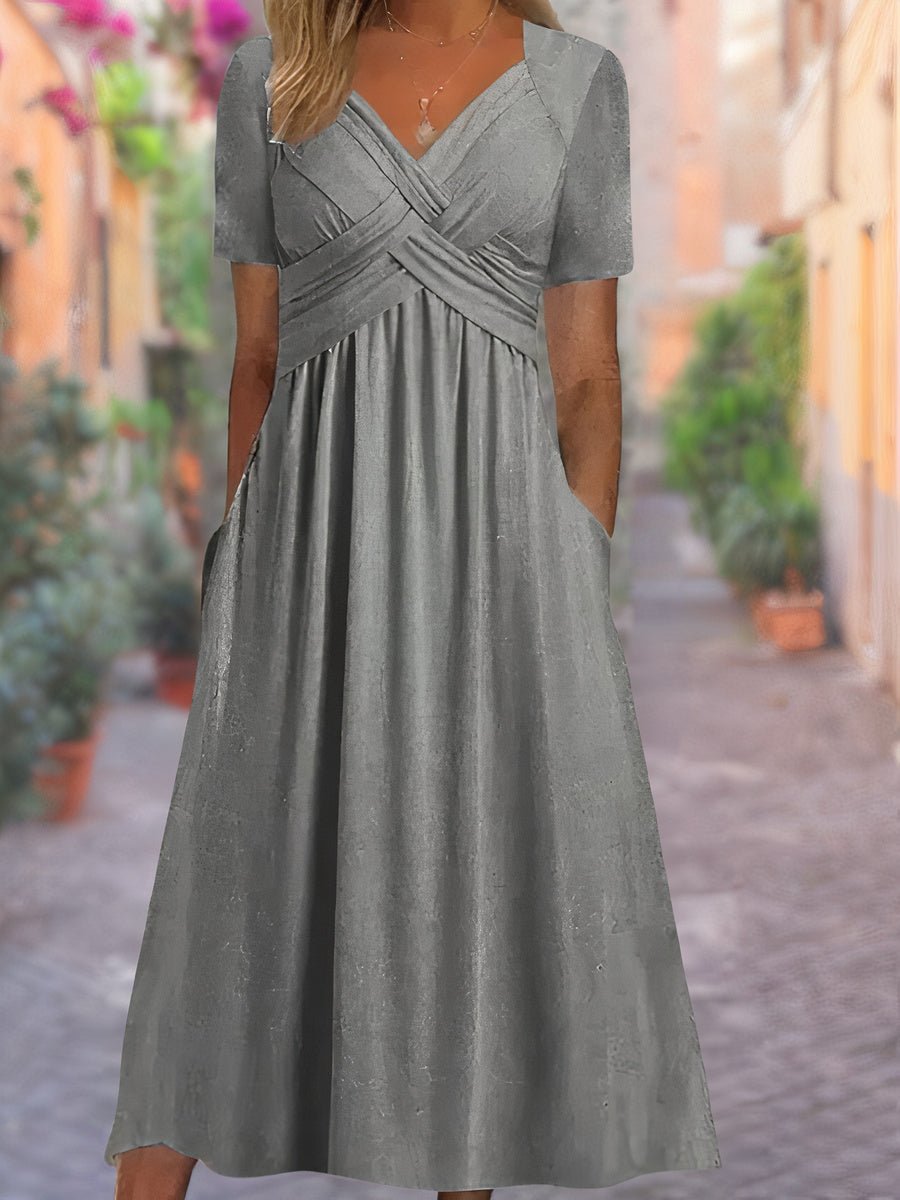 Women's Black Midi Wrap Dress - Grey