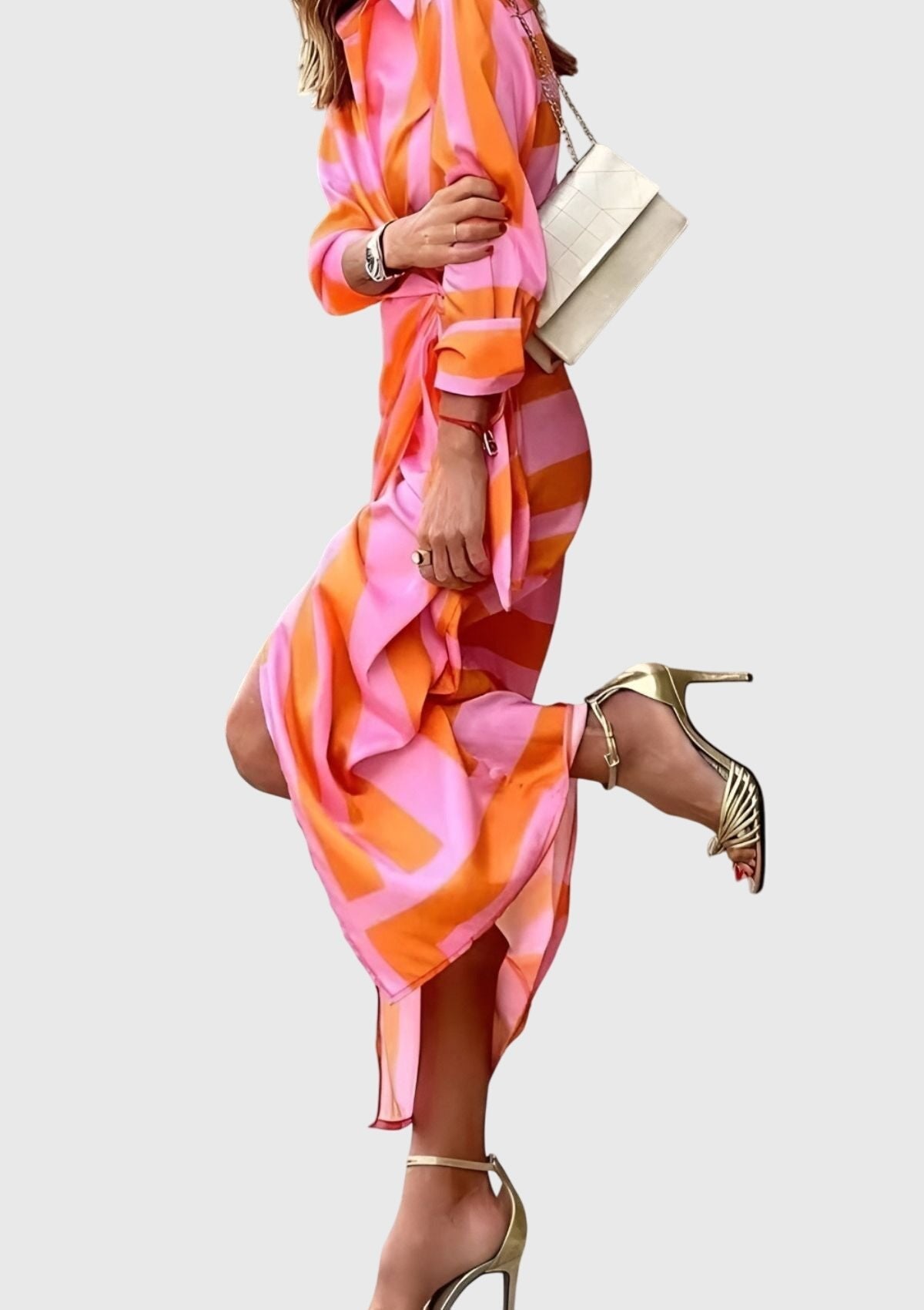Women's Satin Wrap Midi Party Dress