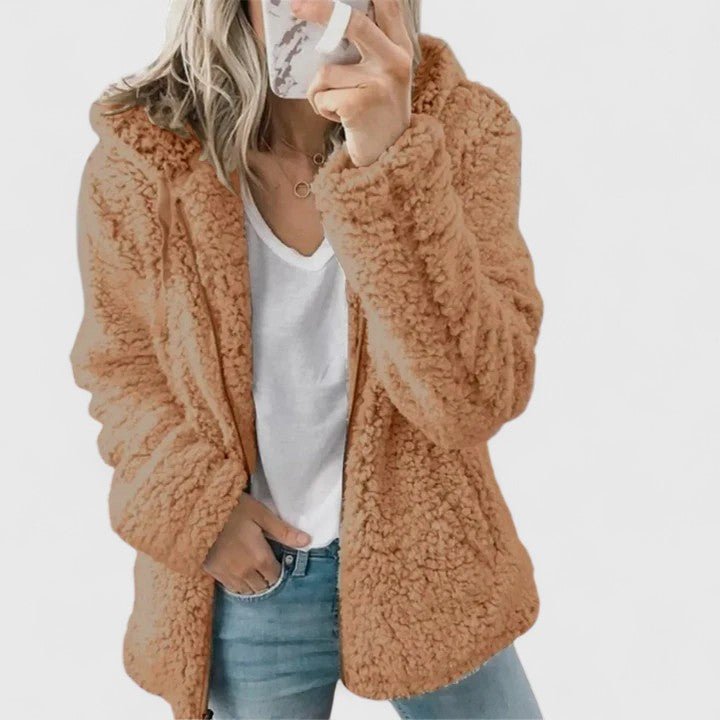 Women's Oversized Sherpa Hooded Teddy Jacket - Coffee