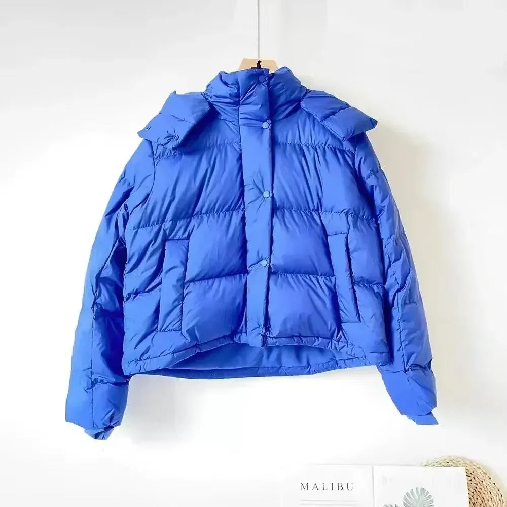 Women's Down-Filled Cropped Puffer Jacket - Blue