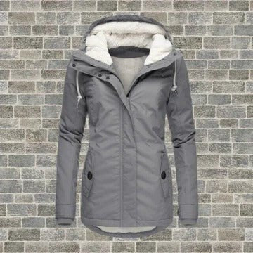Women's Slim Parka Hooded Teddy Jacket - Gray