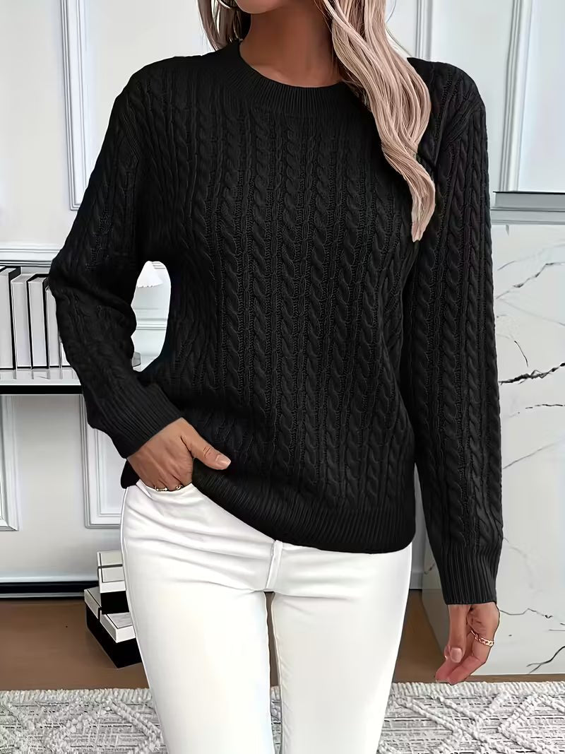 Women's Cable Knit Jumper - Black