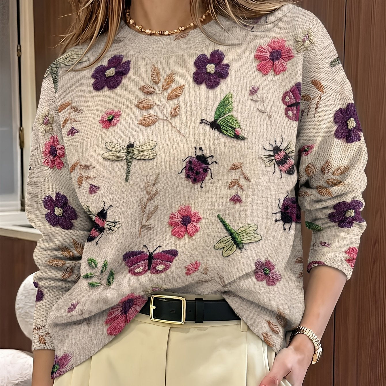 Women's Floral Jumper - Purple