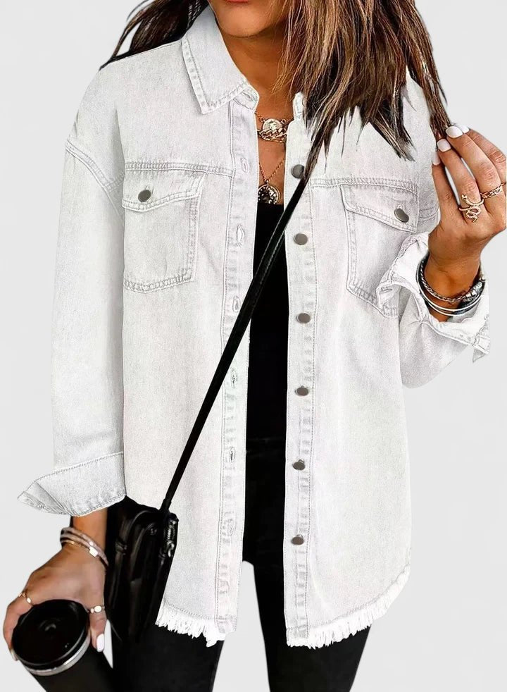 Women's Oversized Denim Shacket - White