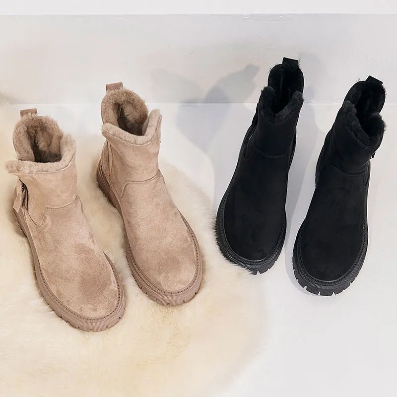 Women's Suede Combat Snow Ankle Boots