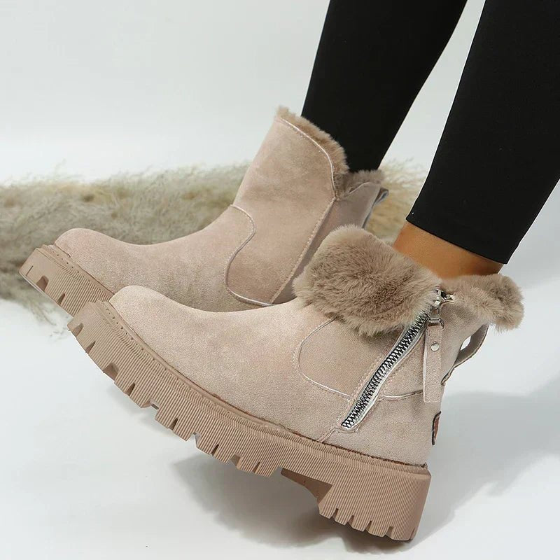 Women's Suede Combat Snow Ankle Boots