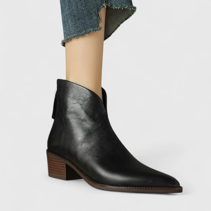 Women's Leather Pointed-Toe Ankle Boots