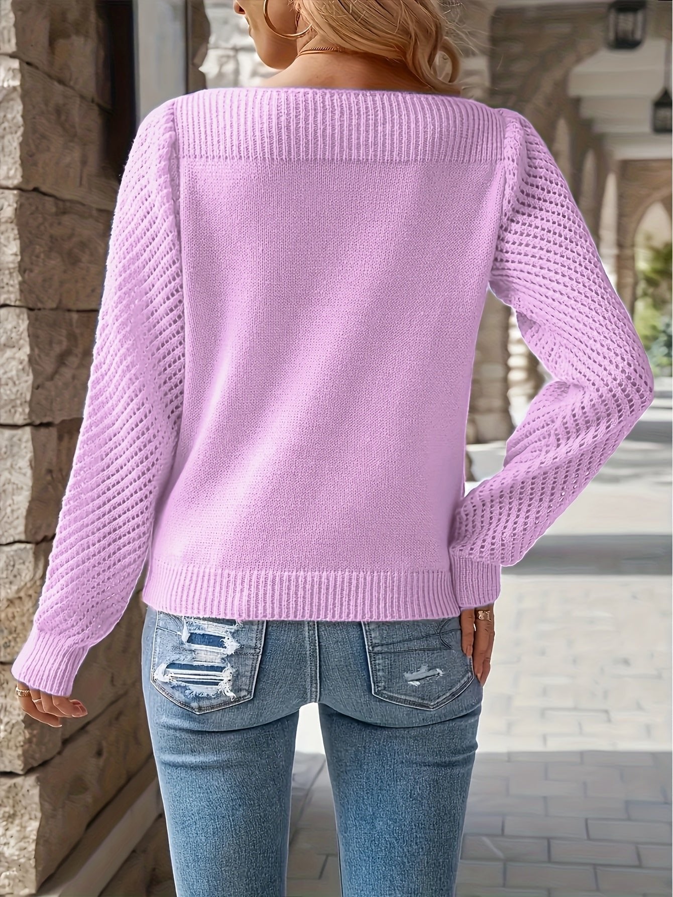 Women's Crochet-Sleeve Jumper