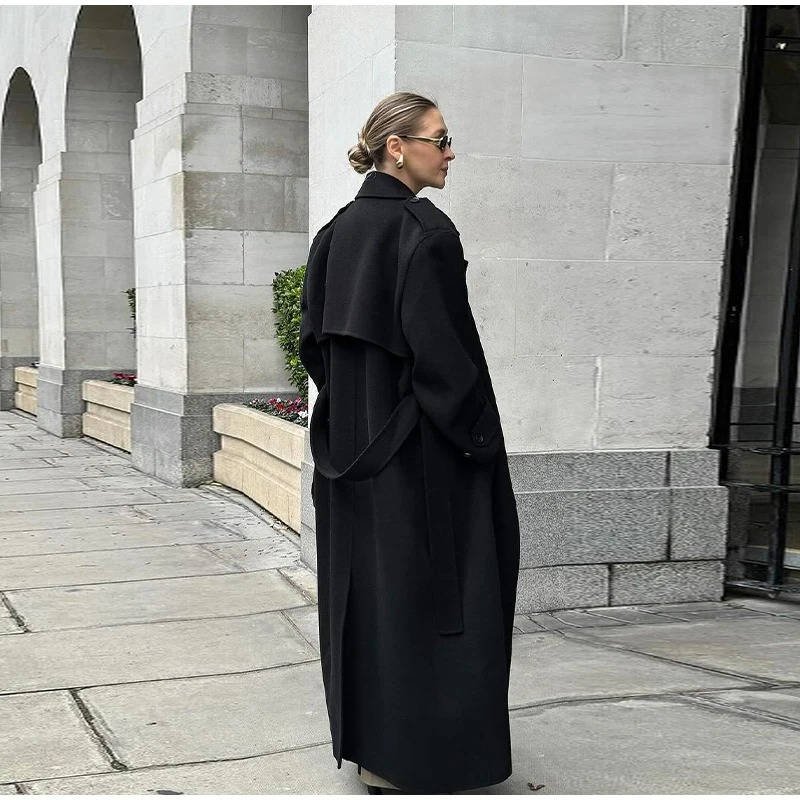 Women's Wool Double-Breasted Trench Coat
