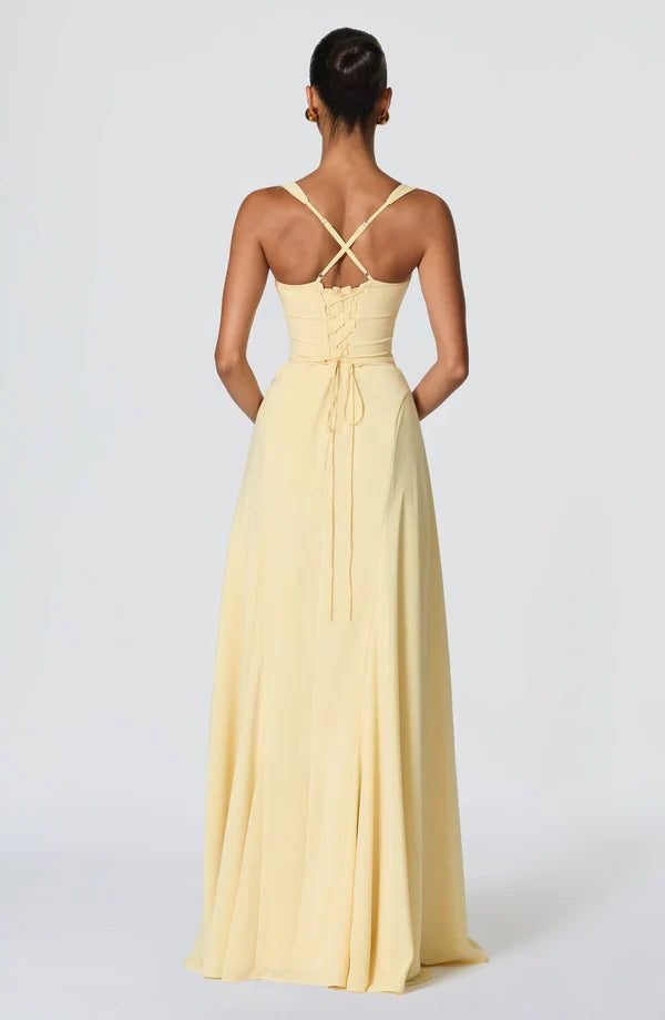 Women's Crepe Corset A-Line Maxi Party Gown