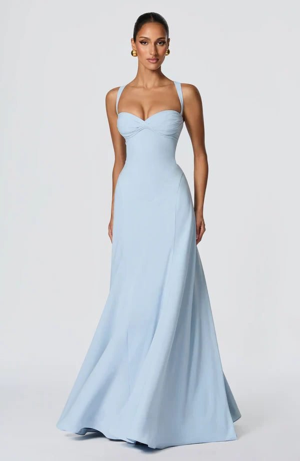 Women's Crepe Corset A-Line Maxi Party Gown
