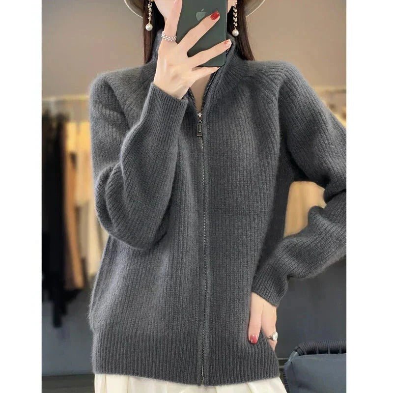 Women's Oversized Knit Jacket - Gray