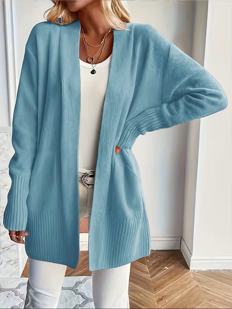 Women's Oversized Knit Longline Cardigan - Peacock Blue