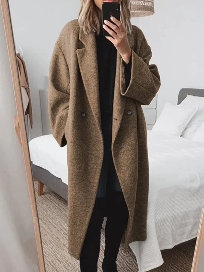 Women's Oversized Wool Overcoat - Brown