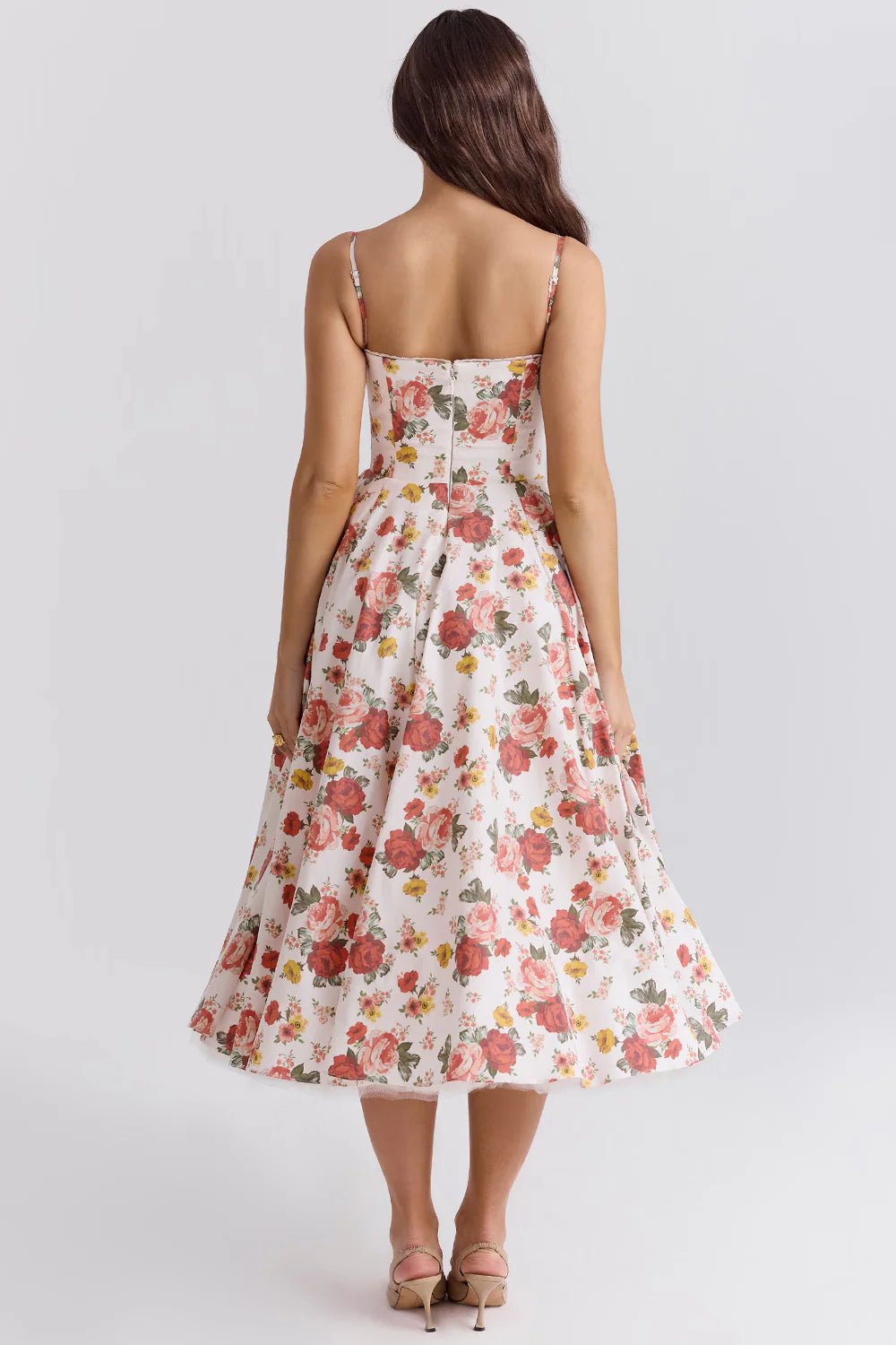 Women's Cocktail Satin Lace Midi Party Dress
