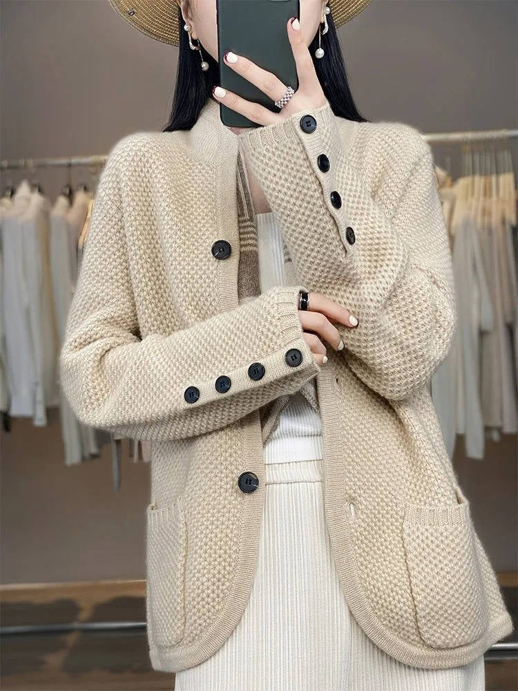Women's Wool Waffle-Knit Jacket