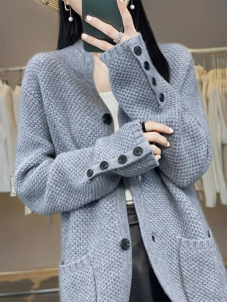 Women's Wool Waffle-Knit Jacket