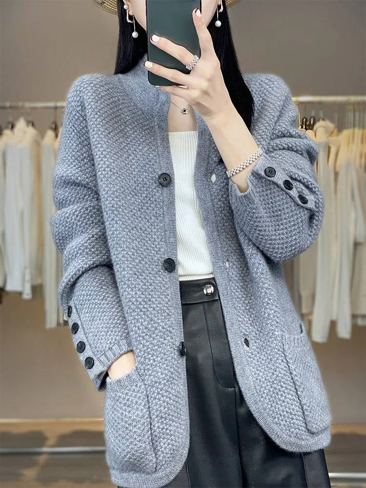 Women's Wool Waffle-Knit Jacket