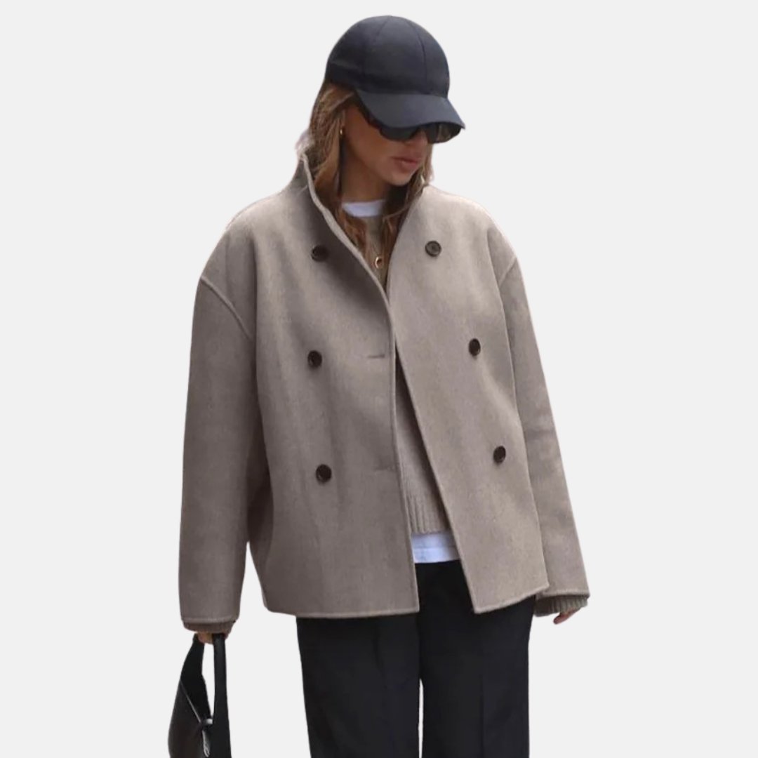 Women's Cropped Wool Double-Breasted Jacket