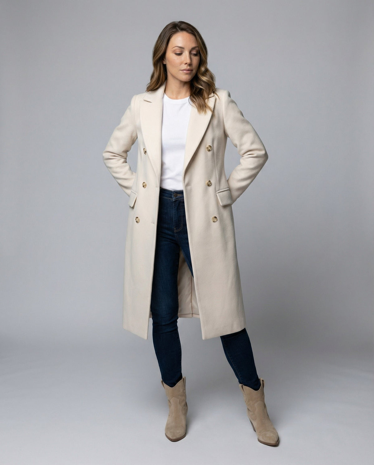 Women's Double-Breasted Longline Wool Coat