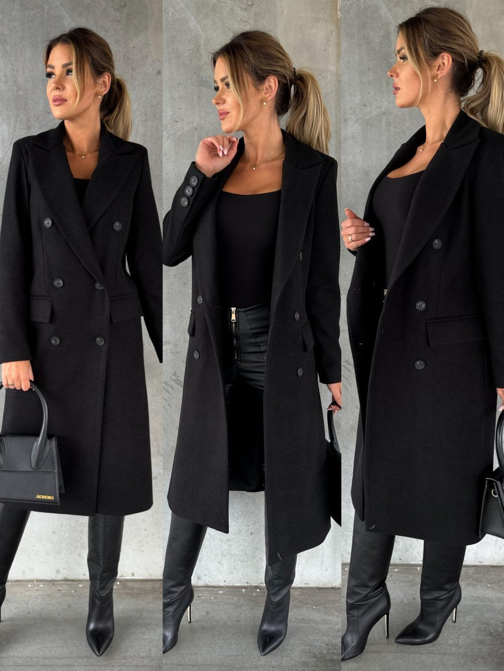 Women's Double-Breasted Longline Wool Coat