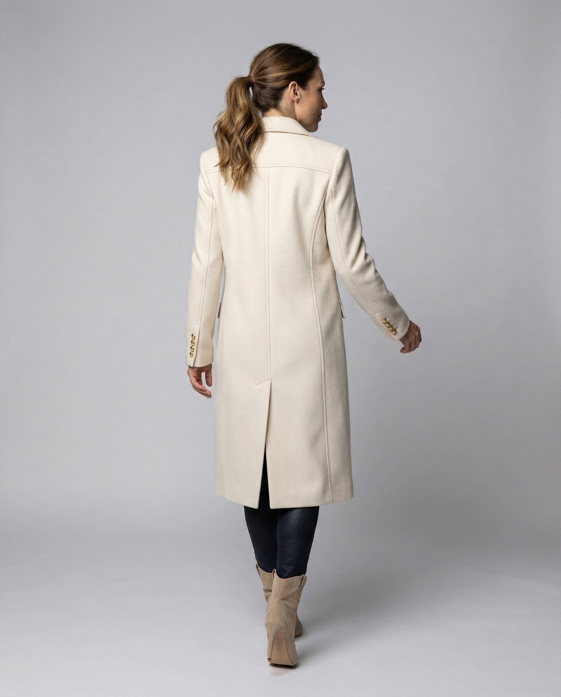 Women's Double-Breasted Longline Wool Coat