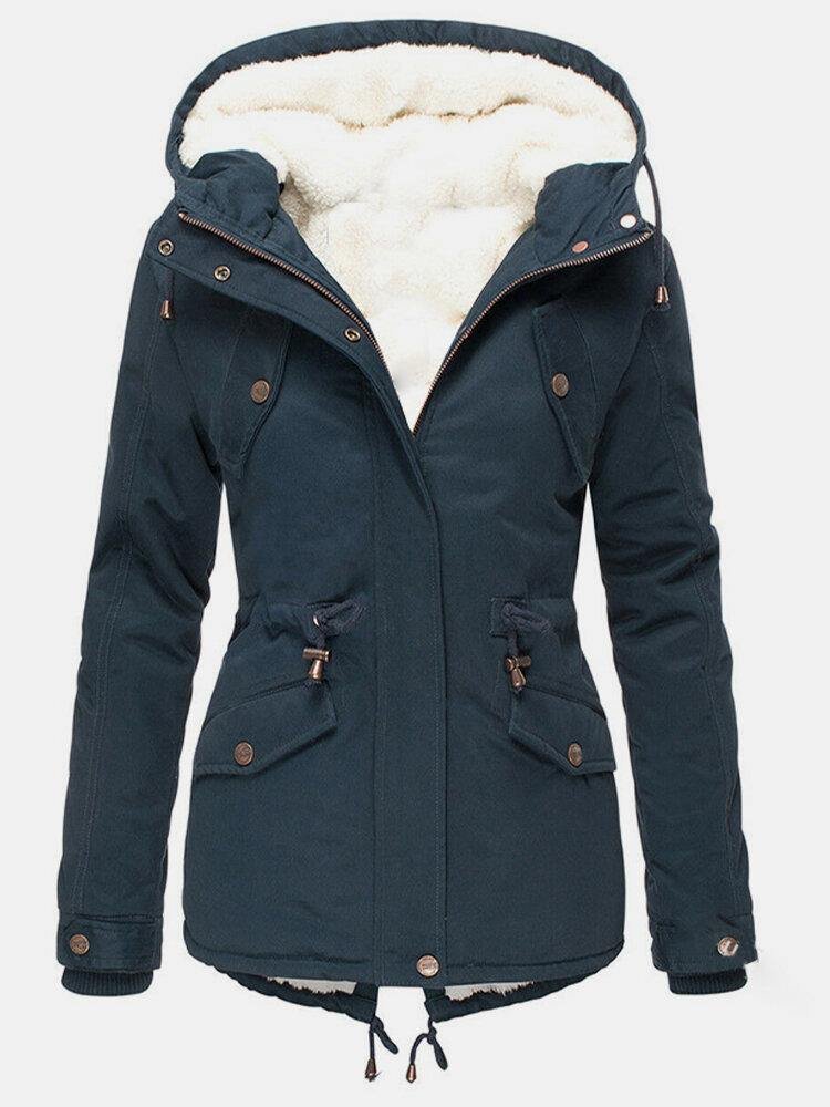 Women's Parka Hooded Teddy Jacket - Blue
