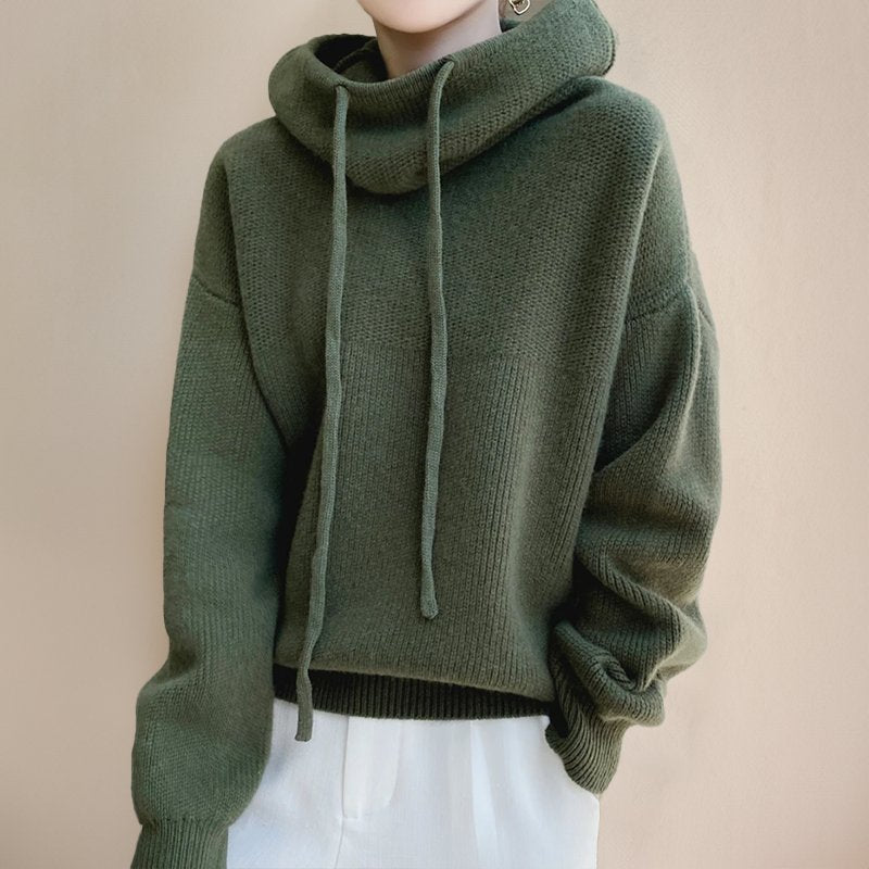 Women's Chunky Oversized Wool Hooded Jumper