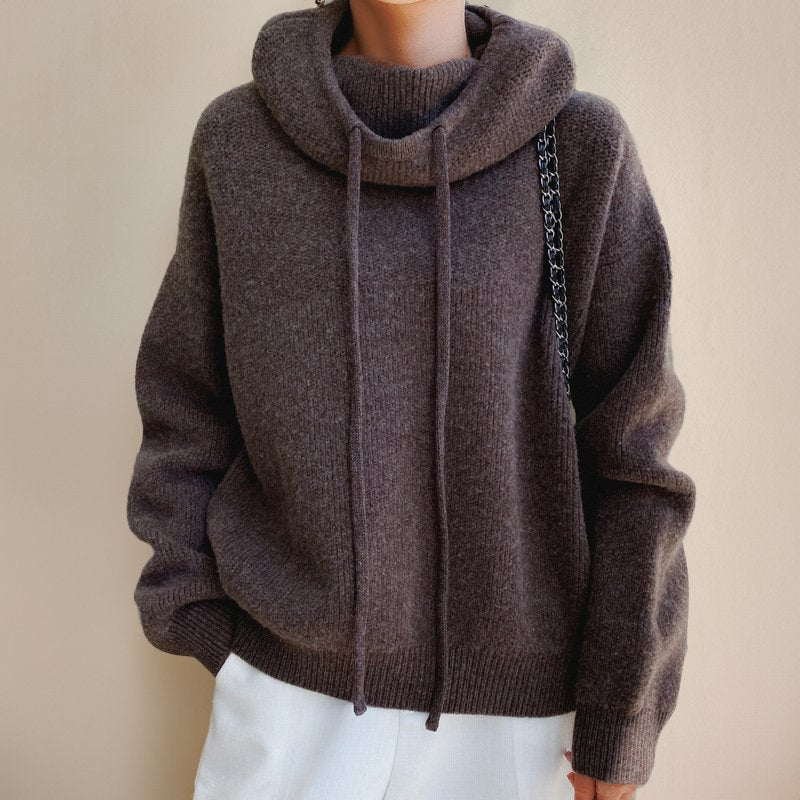 Women's Chunky Oversized Wool Hooded Jumper - Grey