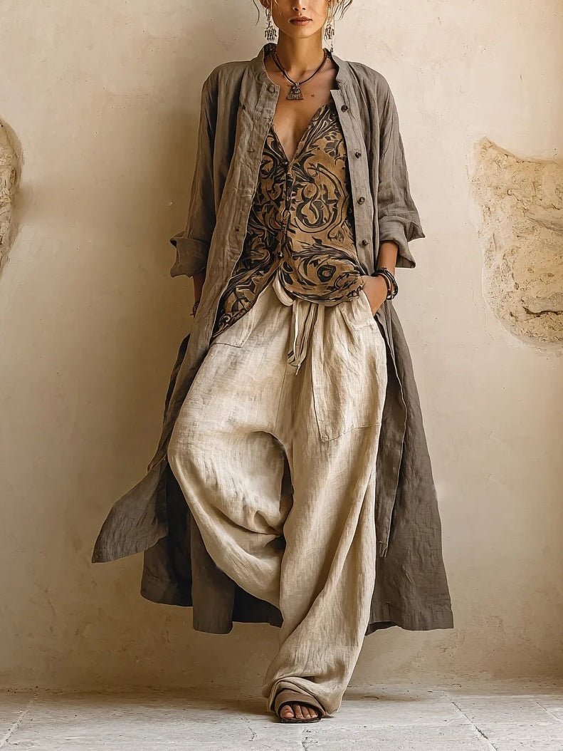 Women's Oversized Duster Longline Coat - Camel