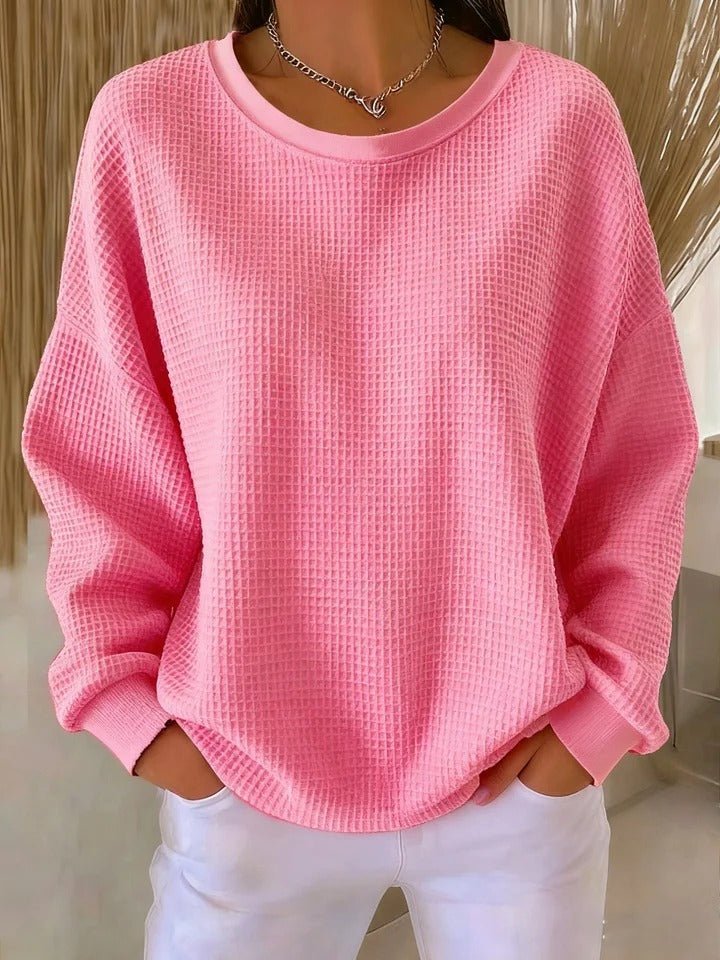 Women's Oversized Waffle Knit Jumper - Pink