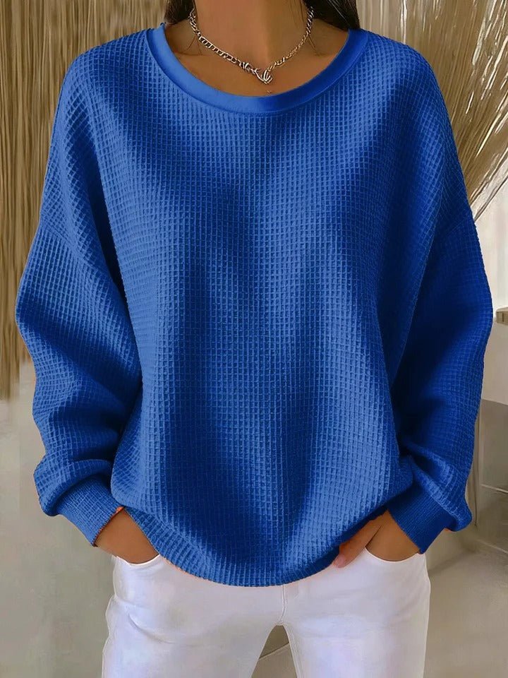 Women's Oversized Waffle Knit Jumper - Blue