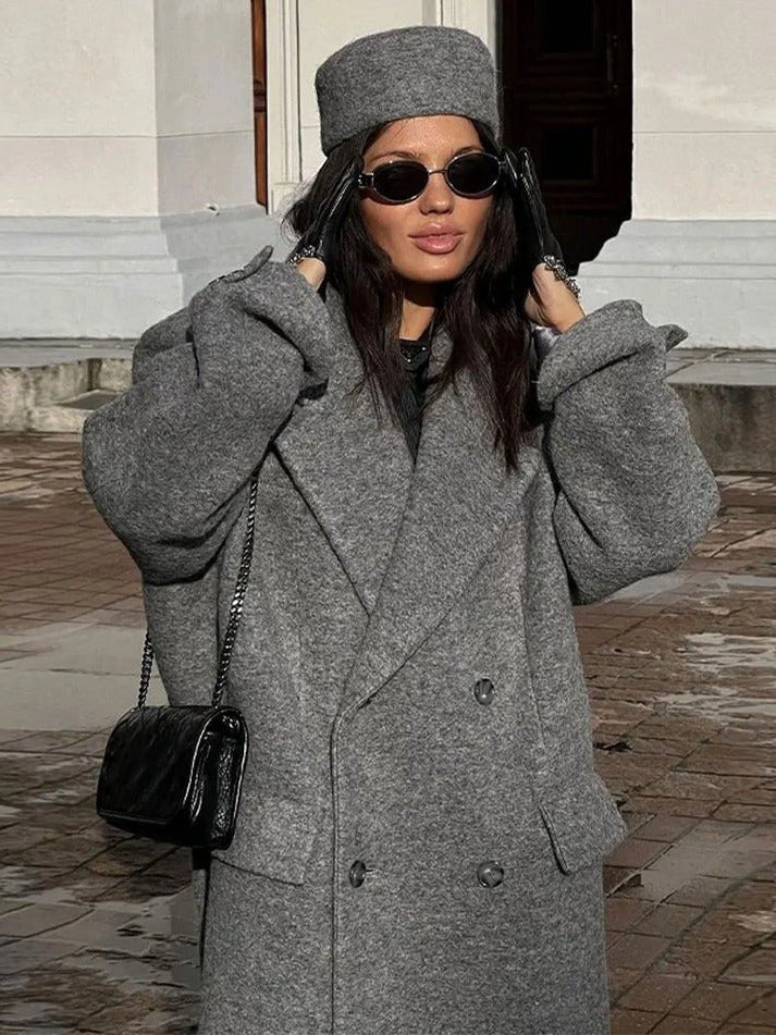 Women's Oversized Maxi Wool Coat - L