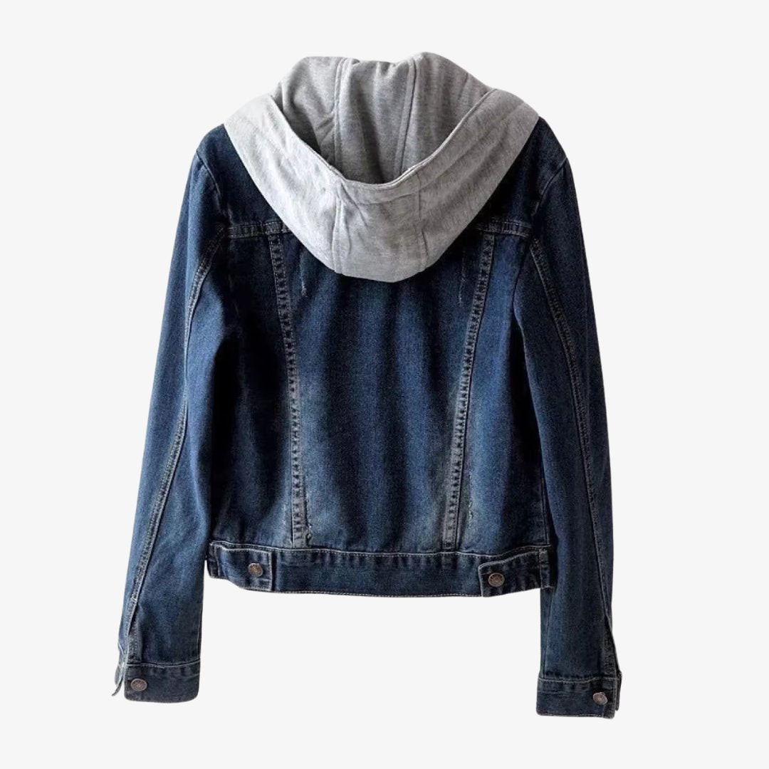 Women's Cropped Hooded Denim Jacket